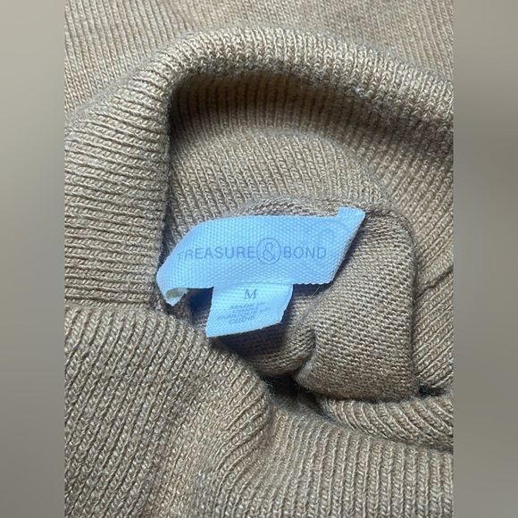 Treasure & Bond Comfy Tan Turtleneck Sweater,Pima Cotton,Classic,Everyday,Size M - Picture 9 of 9